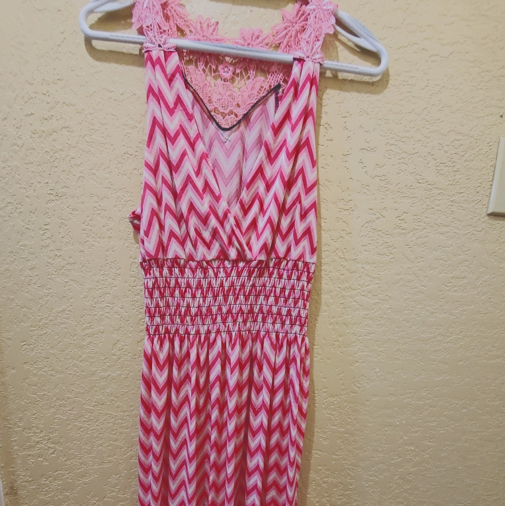 Sleeveless Pink & White Striped Dress